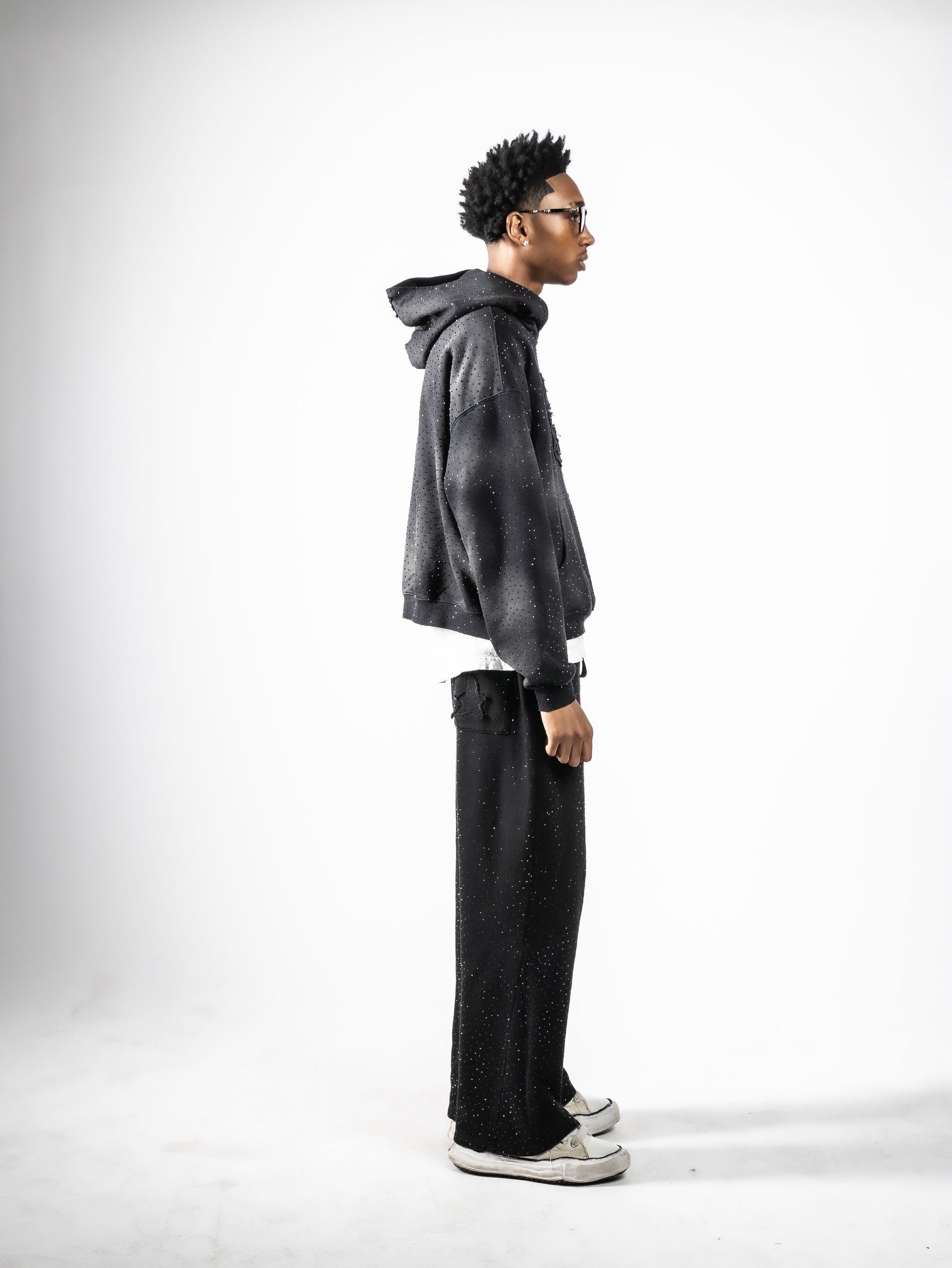 ETERNAL LYFE RHINESTONE HOODIE [NOIR]